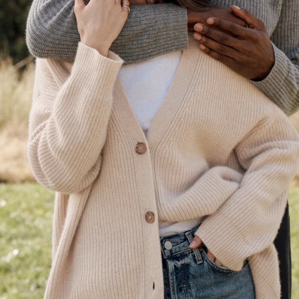 Jenni Kayne Cashmere Cocoon Cardigan, Oatmeal Size Medium 100% Cashmere